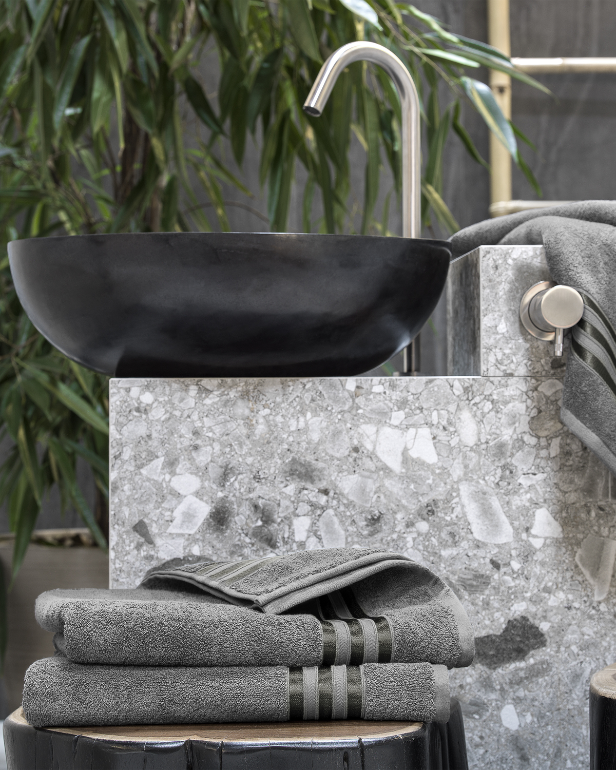 Togas Arcadia Bath Towel in Dark Grey