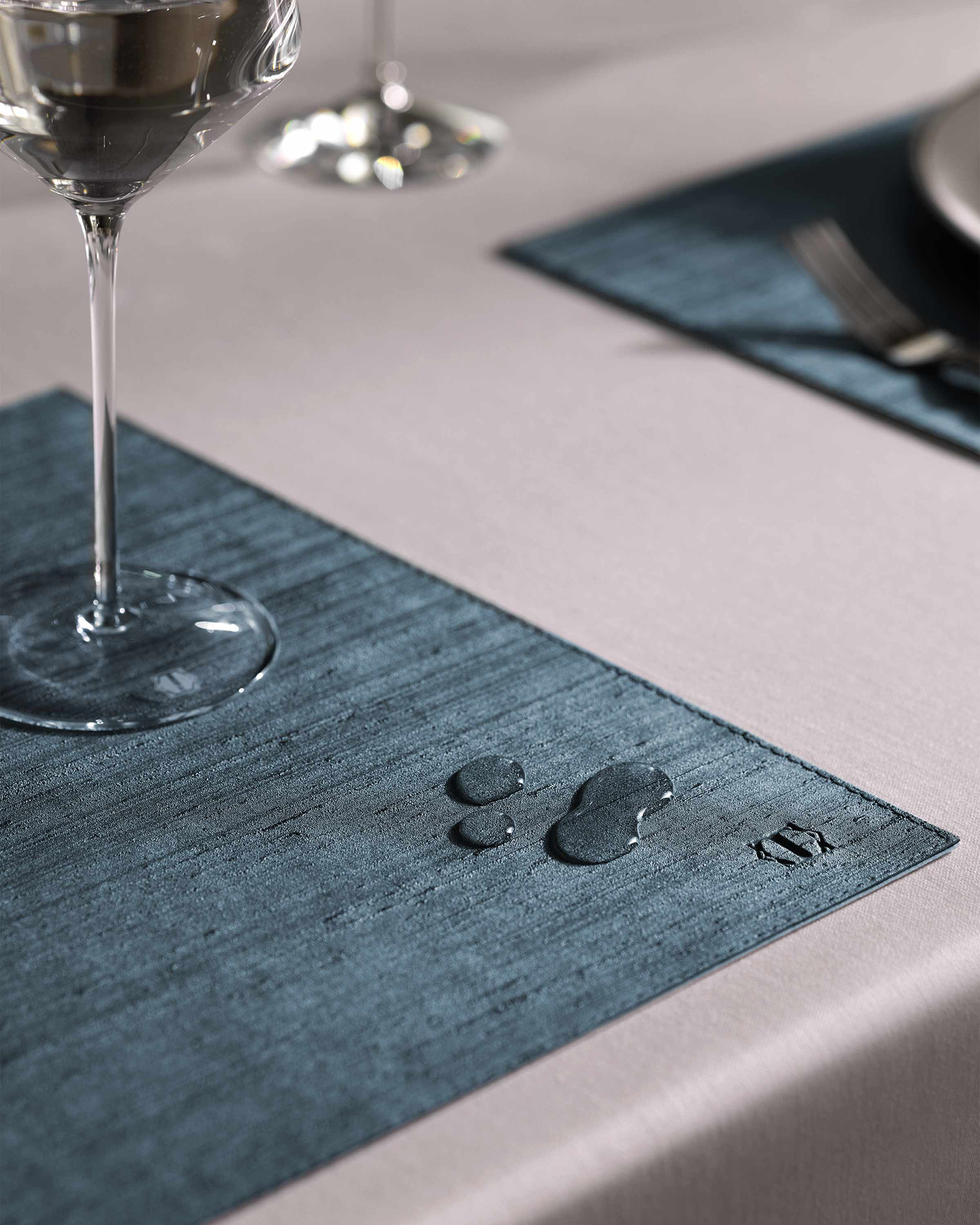Togas Raphael Placemat Rectangular in Turquoise Grey