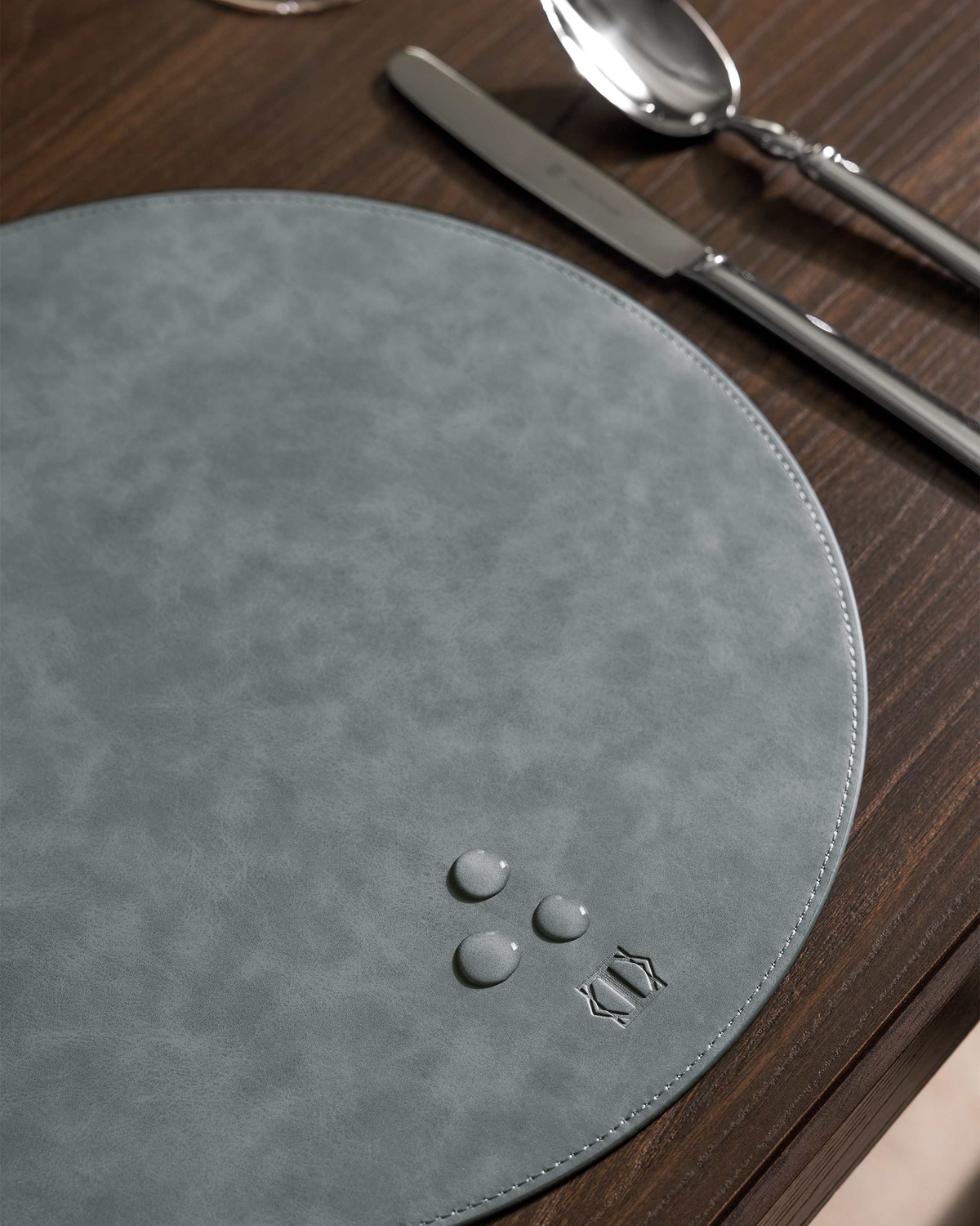 Togas Rhine Placemat Round in Grey