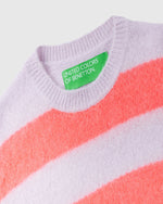 سترة مخططة من مزيج صوف الألبكة