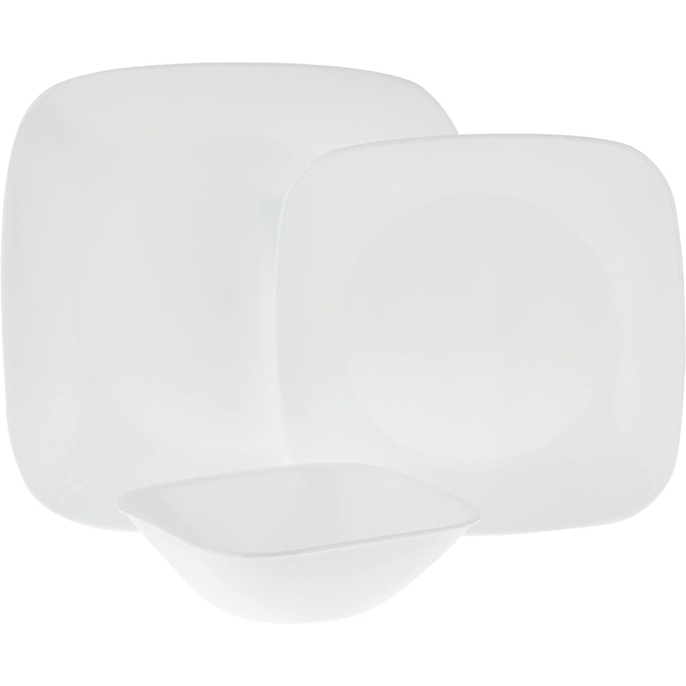 طقم عشاء كوريل 18 قطعة مربع أبيض نقي