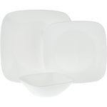 طقم عشاء كوريل 18 قطعة مربع أبيض نقي