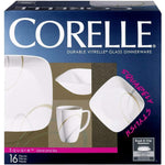 طقم عشاء كوريل 16 قطعة مربعة الشكل، رمل وسماء مع كوب