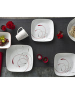 طقم عشاء كوريل 16 قطعة مربعة الشكل مع كوب