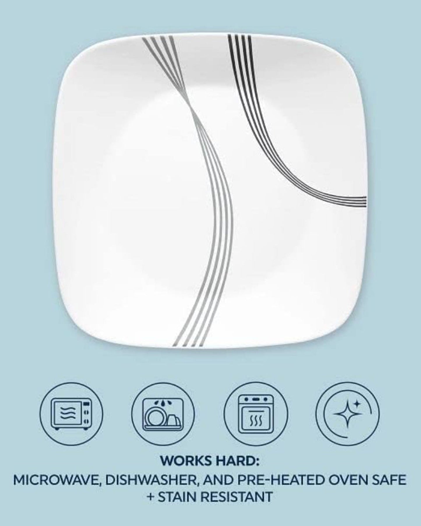 طقم عشاء كوريل 16 قطعة مربع الشكل، قوس حضري