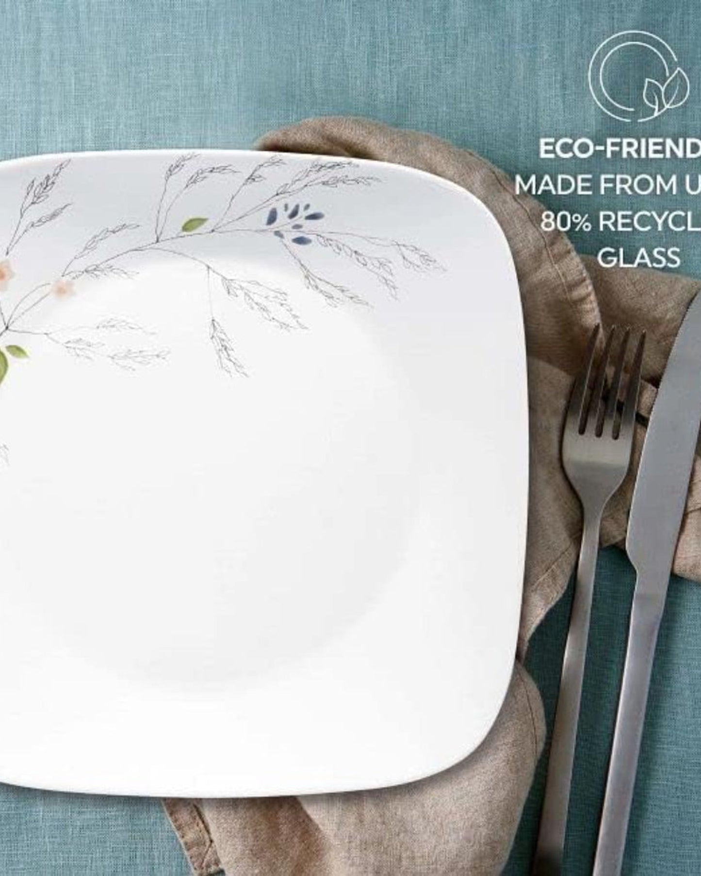 طقم عشاء كوريل 16 قطعة مربعة الشكل