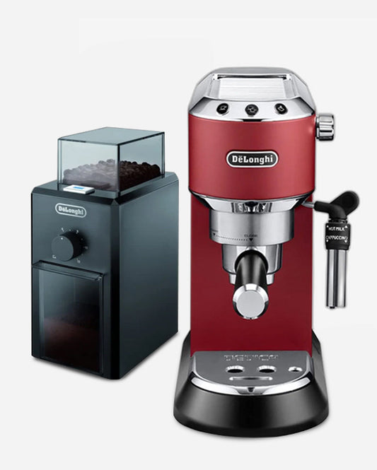 De'Longhi Dedica Espresso Coffee Machine Red+Electric Coffee Grinder