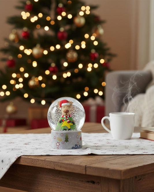 وعاء إيغان الثلجي لعيد الميلاد مع غزال مضيء بإضاءة LED، 7 × 9 سم - 120045