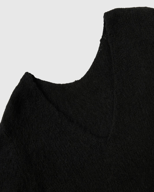 سترة موهير بلند برقبة على شكل حرف V