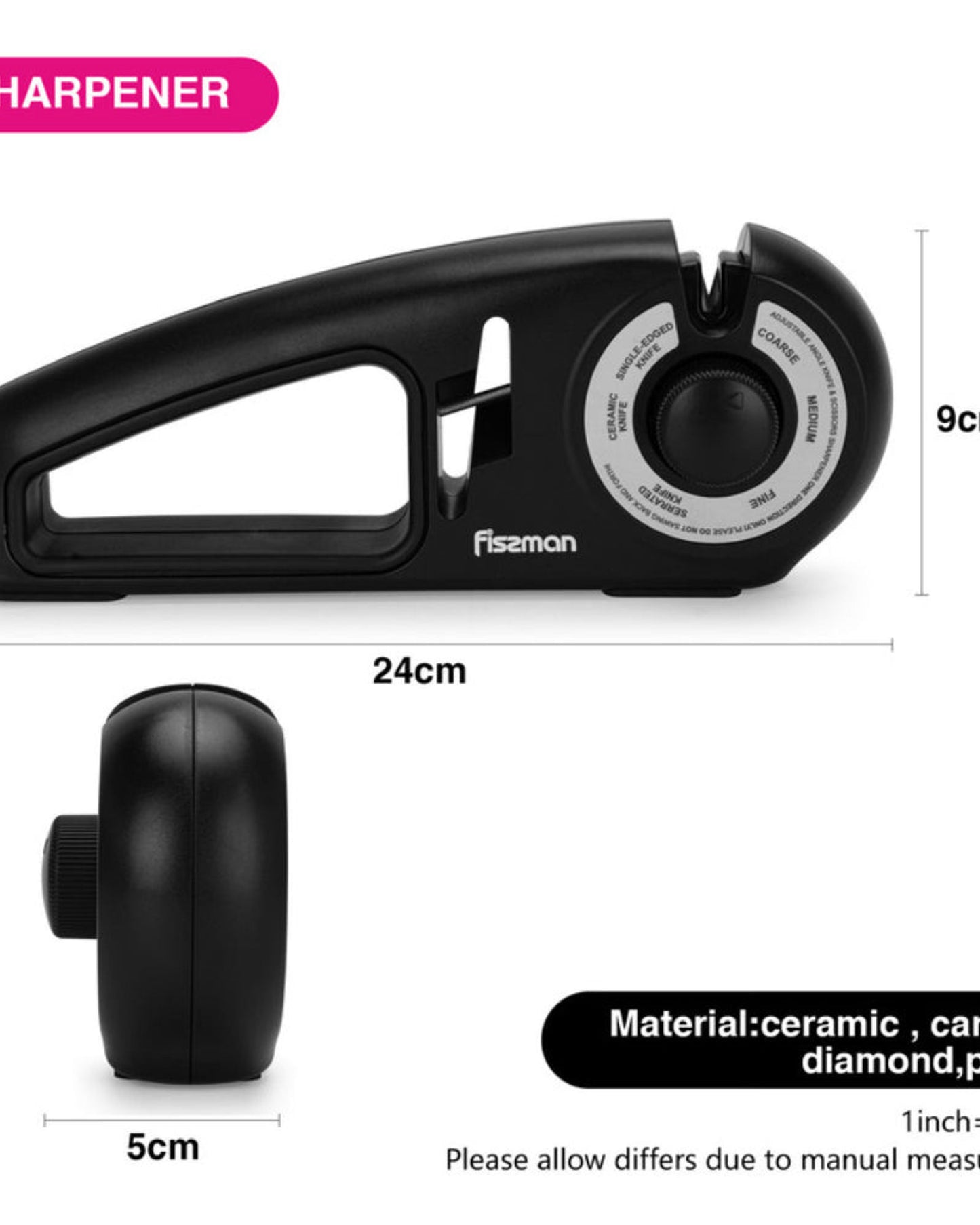 مبراة سكاكين فيسمان بسبع مراحل مع فتحة شحذ للمقص