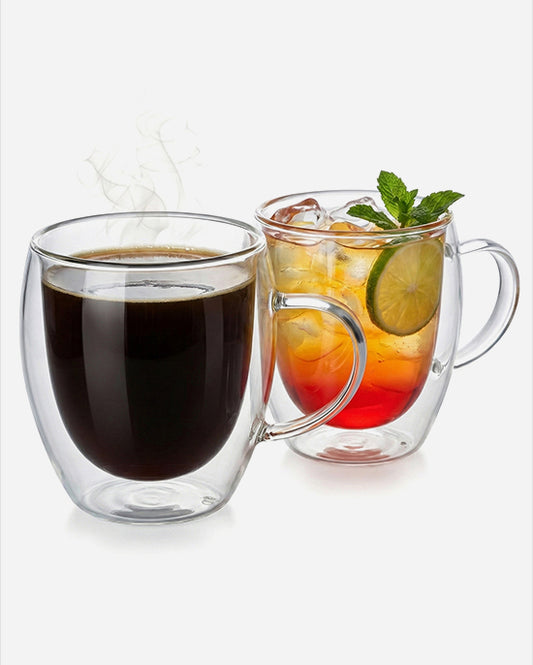 Cuisine Art Borosilicate Double Wall Glass Handle Set 250ml 2Pc