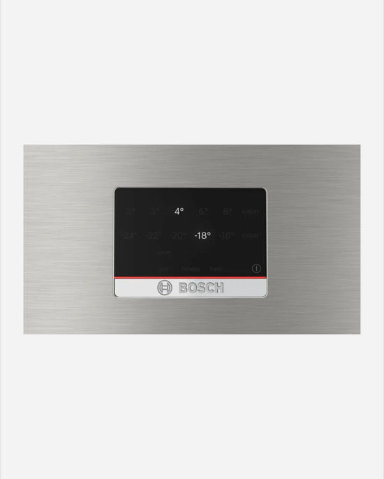 ثلاجة وفريزر بوش سلسلة 4، مانعة للتجمد، مصنوعة من الفولاذ 