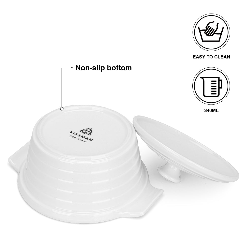 صينية خبز فيسمان، وعاء دائري صغير مع غطاء، 13×6 سم/340 مل