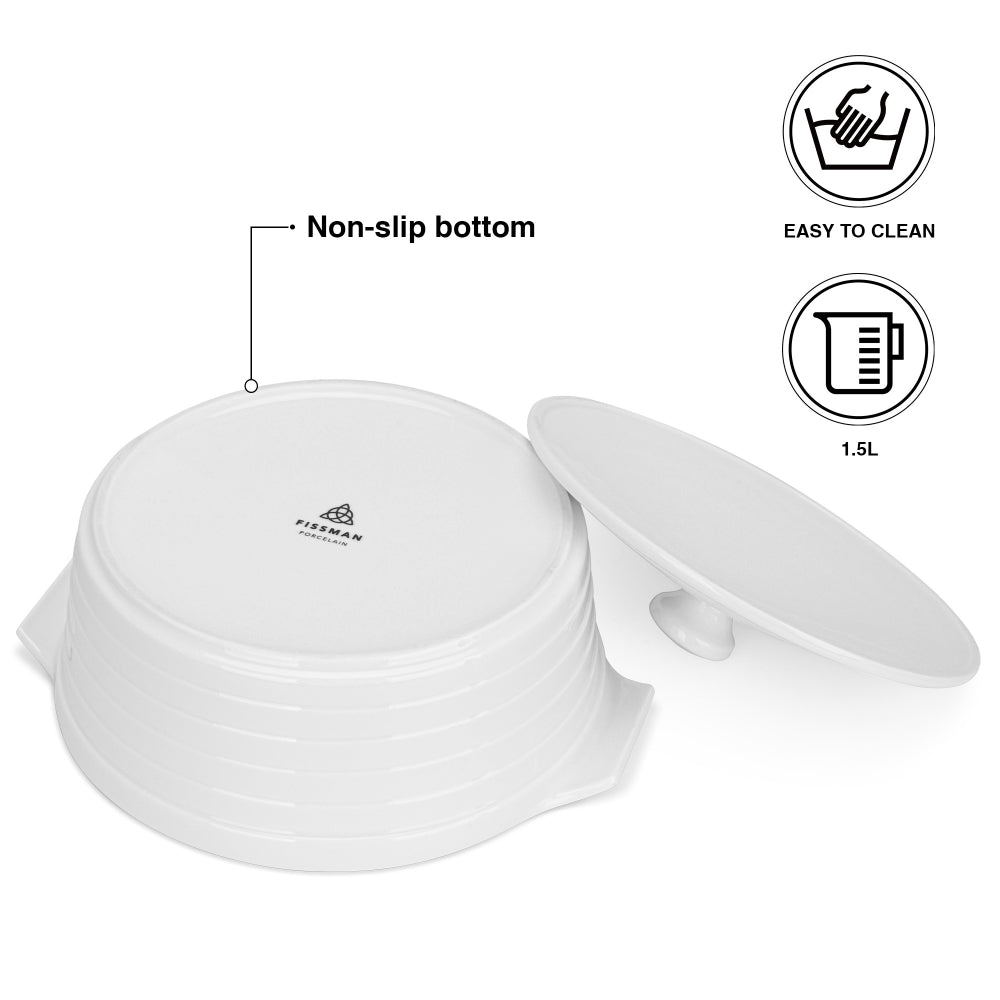 طبق خبز فيسمان، وعاء دائري صغير مع غطاء، 21.5×8 سم/1.5 لتر