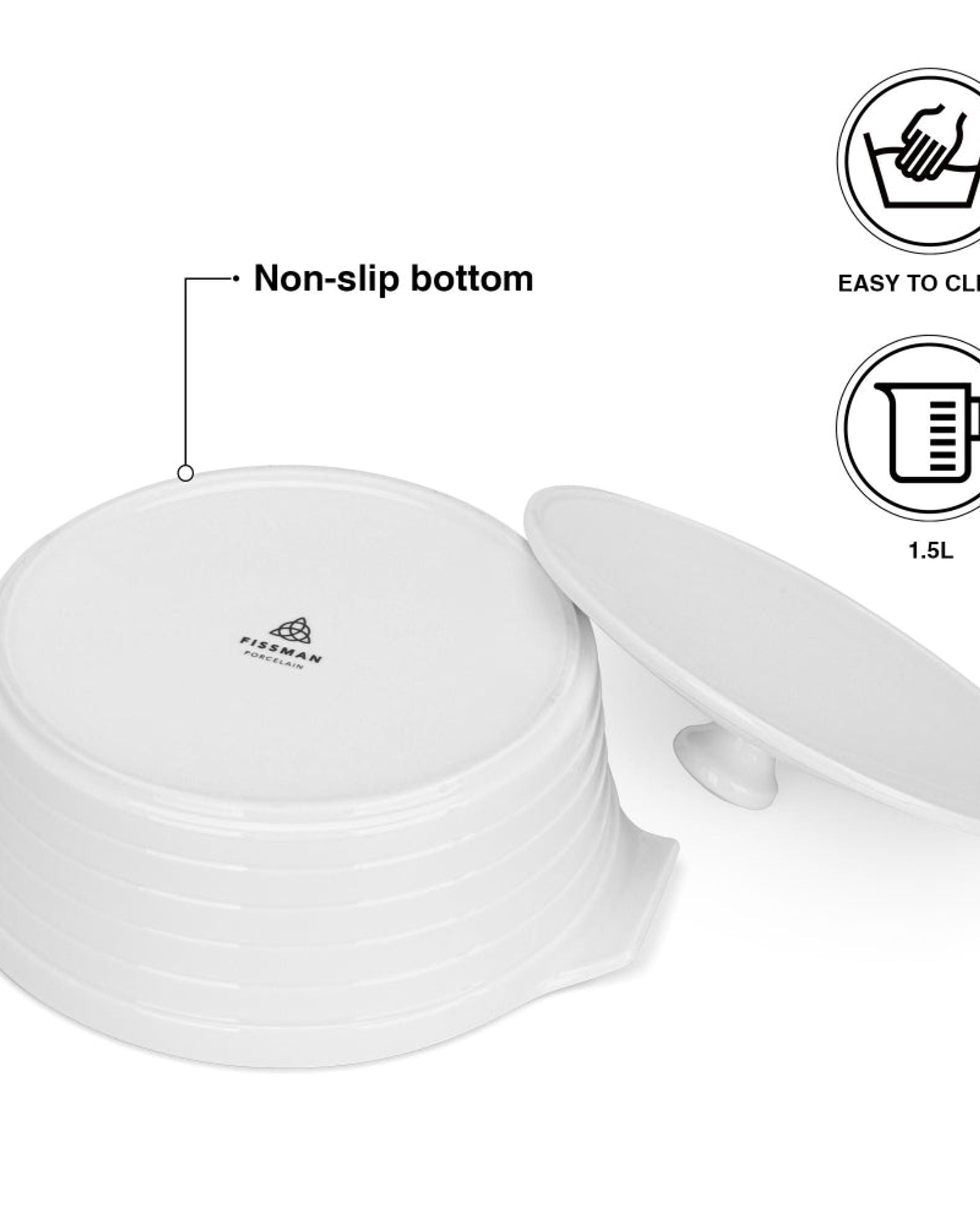 طبق خبز فيسمان، وعاء دائري صغير مع غطاء، 21.5×8 سم/1.5 لتر