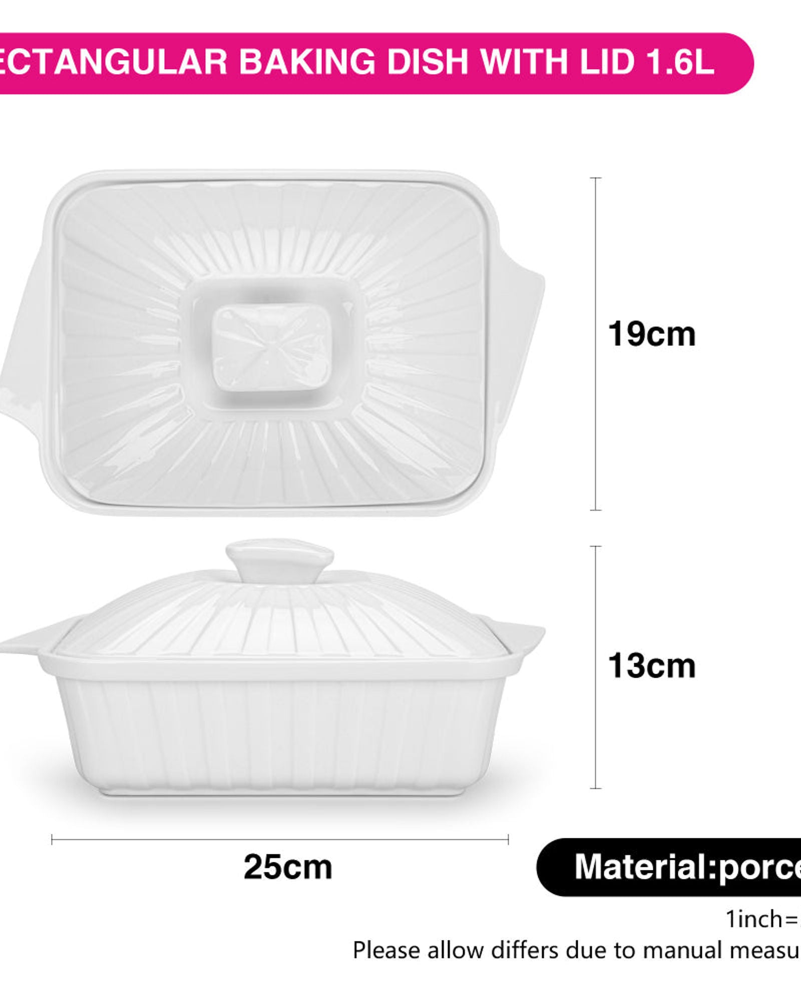 صينية خبز فيسمان، صينية خبز مستطيلة الشكل 25×19×13 سم/1.6 لتر