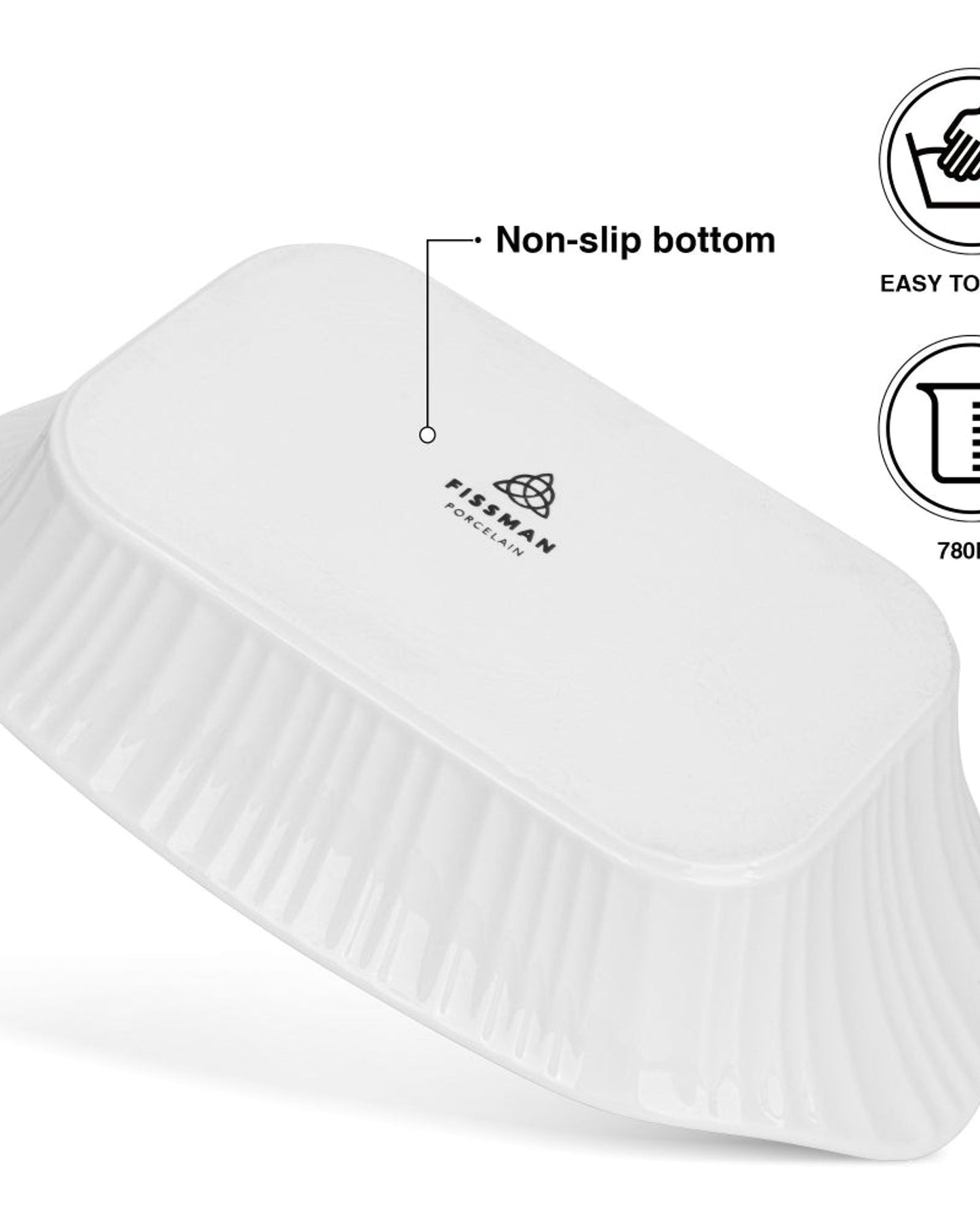 طبق فيسمان مستطيل من البورسلين 780 مل