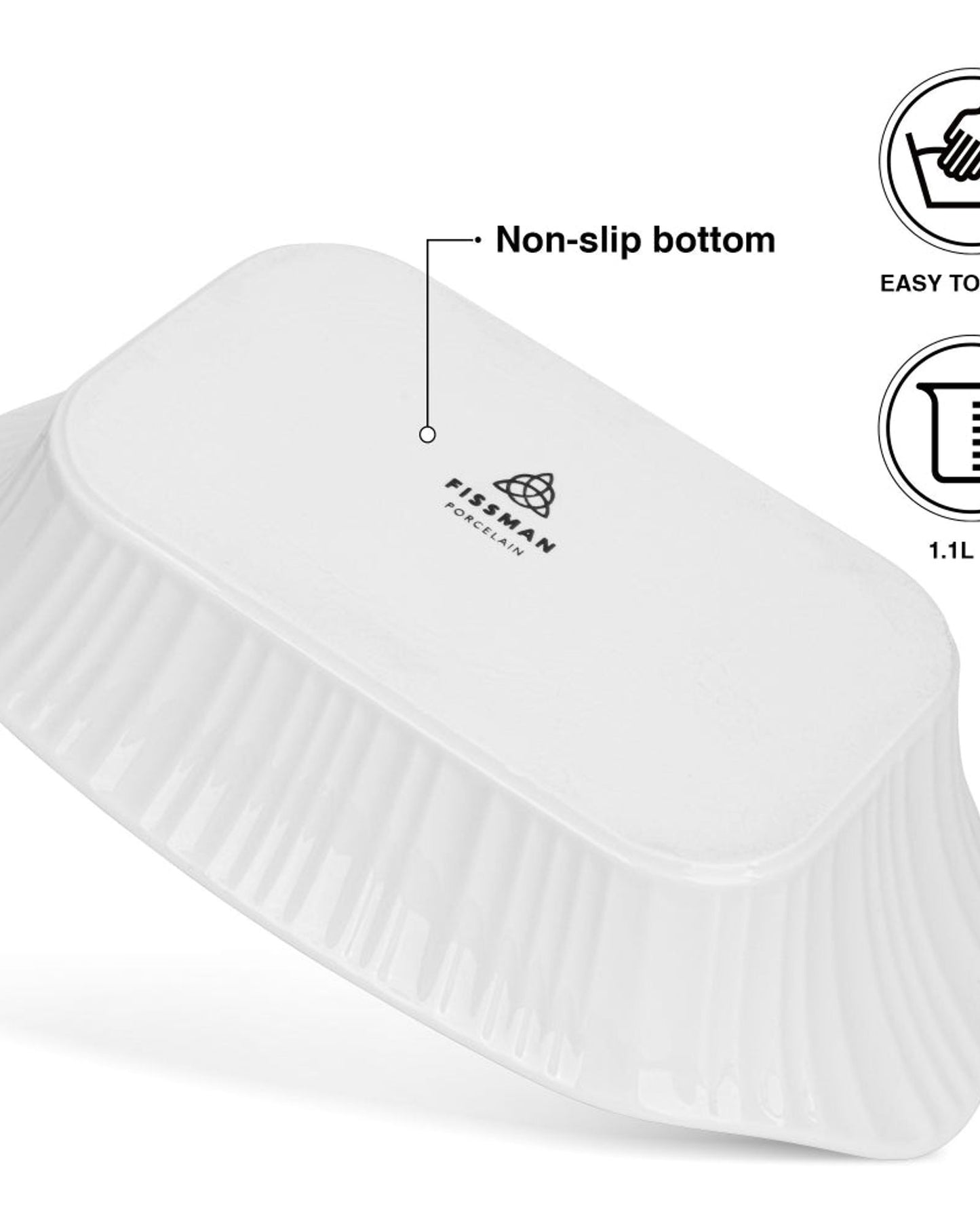 طبق فيسمان مستطيل من البورسلين 780 مل