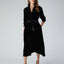 Eve Velvet Full Skirt Shirt Dress in Black