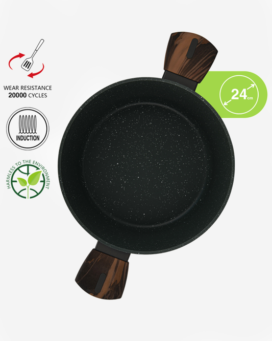 Fissman Non Stick Aluminium Stockpot Cuisine 24×12cm / 4.6L with Glass Lid