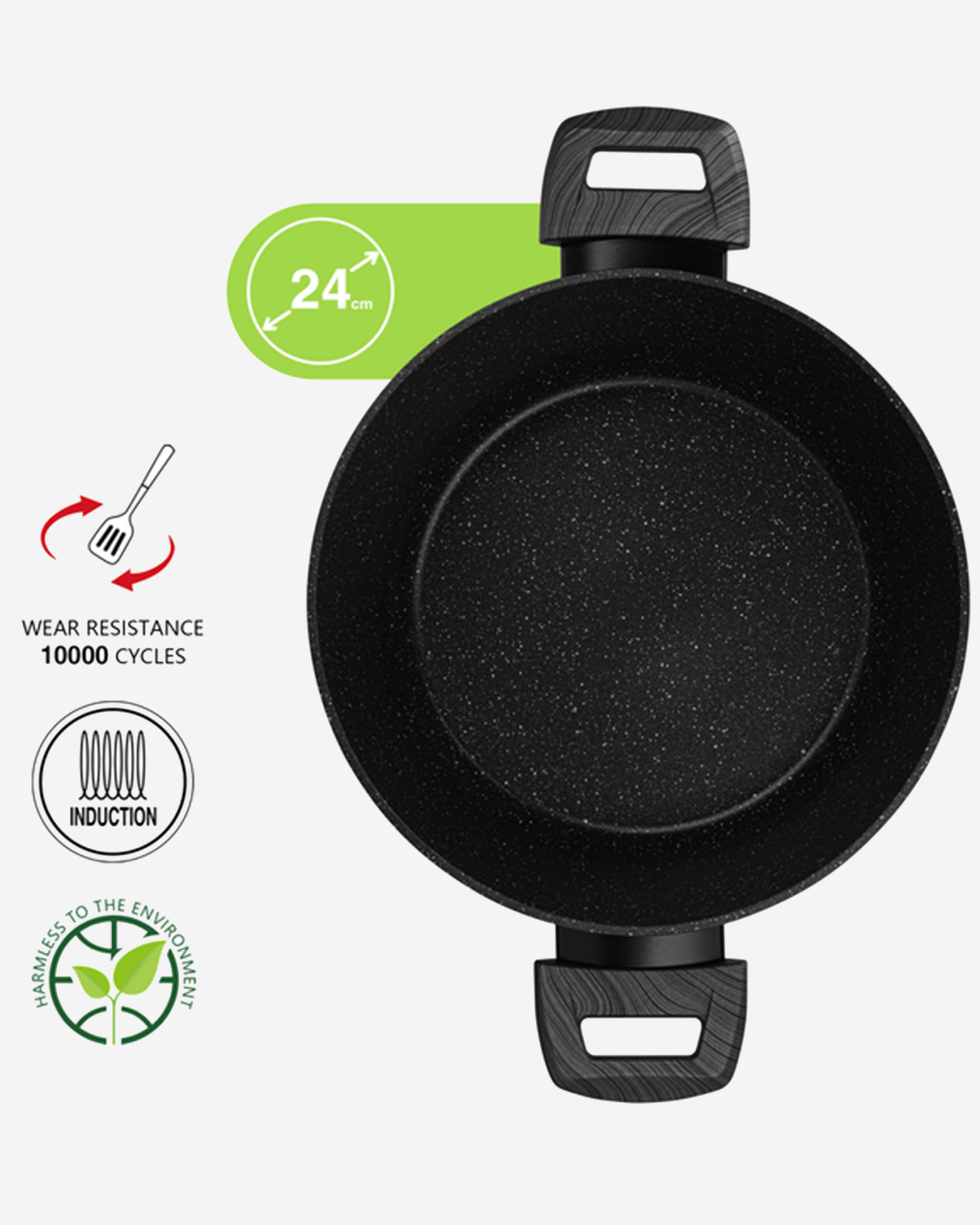 Fissman Non Stick Aluminium Stockpot Angela 24×11cm / 4.2L with Glass Lid