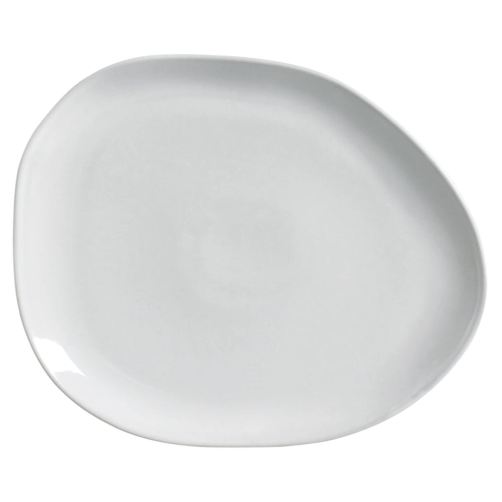 ORGANIC OVAL DINNER PLATE STONEWARE 31x24x2.5CM NEW WHITE MADE IN BRAZIL