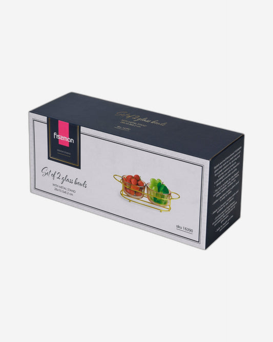 وعاء زجاجي بريستين من فيسمان، قطعتين، مع حامل معدني، سعة 240 مل/26×10.4×5.7 سم