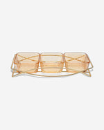 وعاء زجاجي بريستين من فيسمان، 3 قطع، مع حامل معدني، 9.9×9.9×5 سم، 280 مل/31.8×11.6×5.3 سم