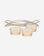 وعاء زجاجي بريستين من فيسمان، 3 قطع، مع حامل معدني، 9.9×9.9×5 سم، 280 مل/31.8×11.6×5.3 سم