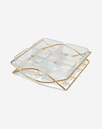 وعاء فيسمان بريستين الزجاجي الشفاف، 4 قطع، مع حامل معدني، 280 مل/21.7×21×5.3 سم