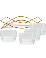 وعاء فيسمان بريستين الزجاجي الشفاف، 4 قطع، مع حامل معدني، 280 مل/21.7×21×5.3 سم
