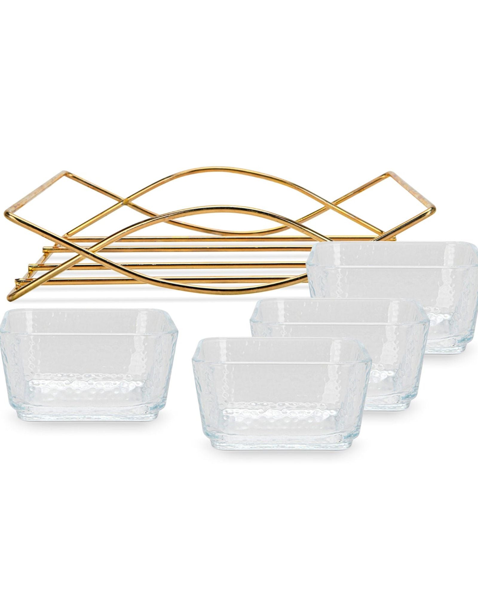 وعاء فيسمان بريستين الزجاجي الشفاف، 4 قطع، مع حامل معدني، 280 مل/21.7×21×5.3 سم