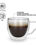 أكواب فيسمان مزدوجة الجدار من قطعتين، سعة 90 مل، مصنوعة من زجاج البورسليكات