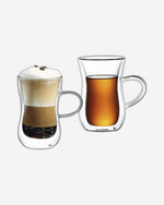 أكواب فيسمان مزدوجة الجدار من قطعتين، سعة 150 مل، مصنوعة من زجاج البورسليكات