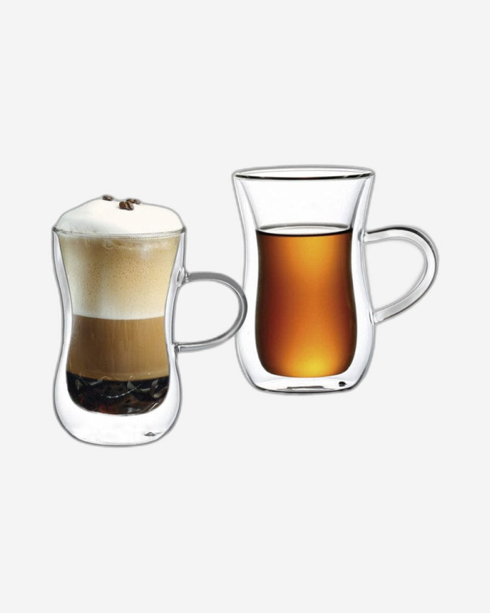 أكواب فيسمان مزدوجة الجدار من قطعتين، سعة 150 مل، مصنوعة من زجاج البورسليكات