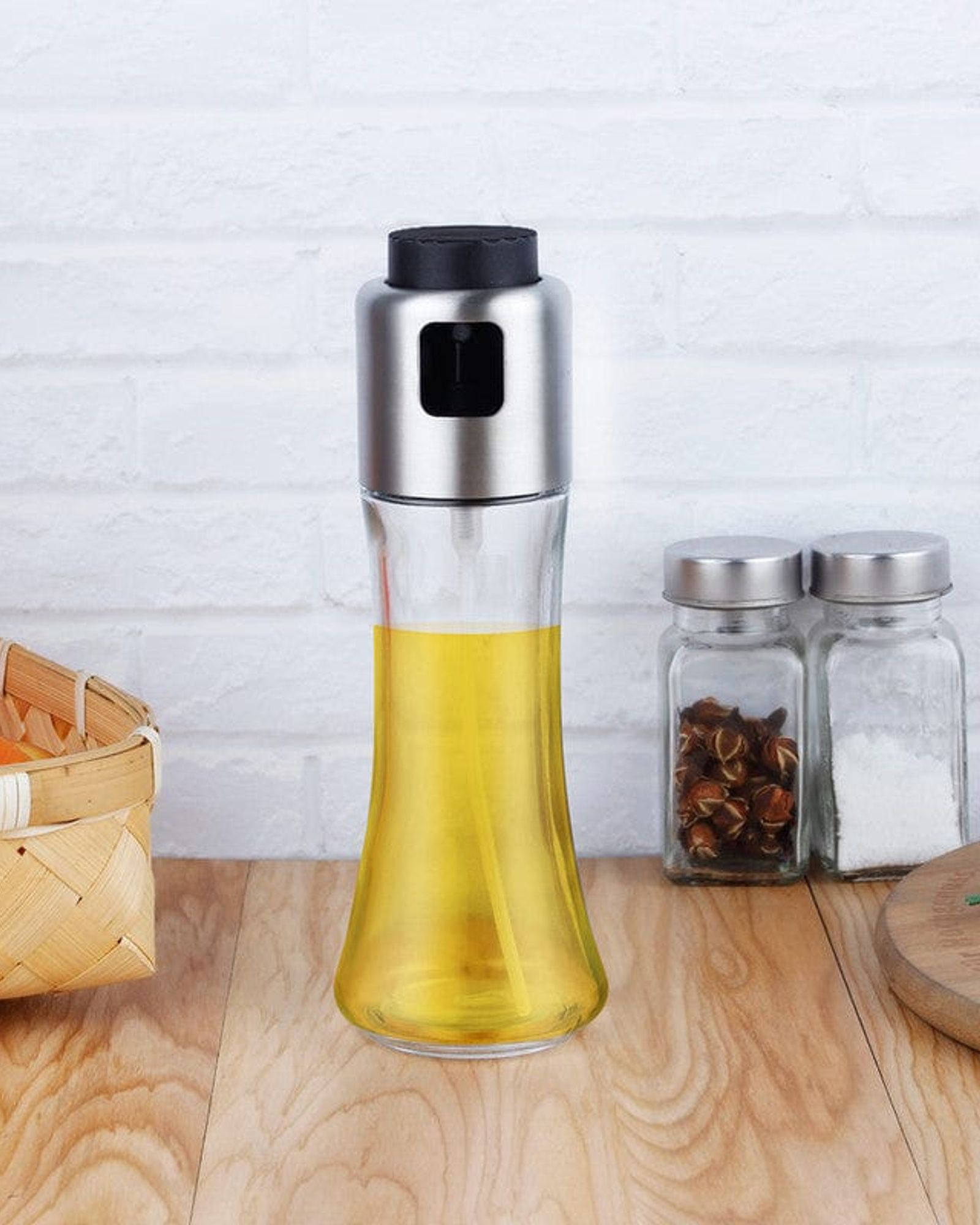 زجاجة زيت أو خل فيسمان سعة 180 مل مع بخاخ زجاجي