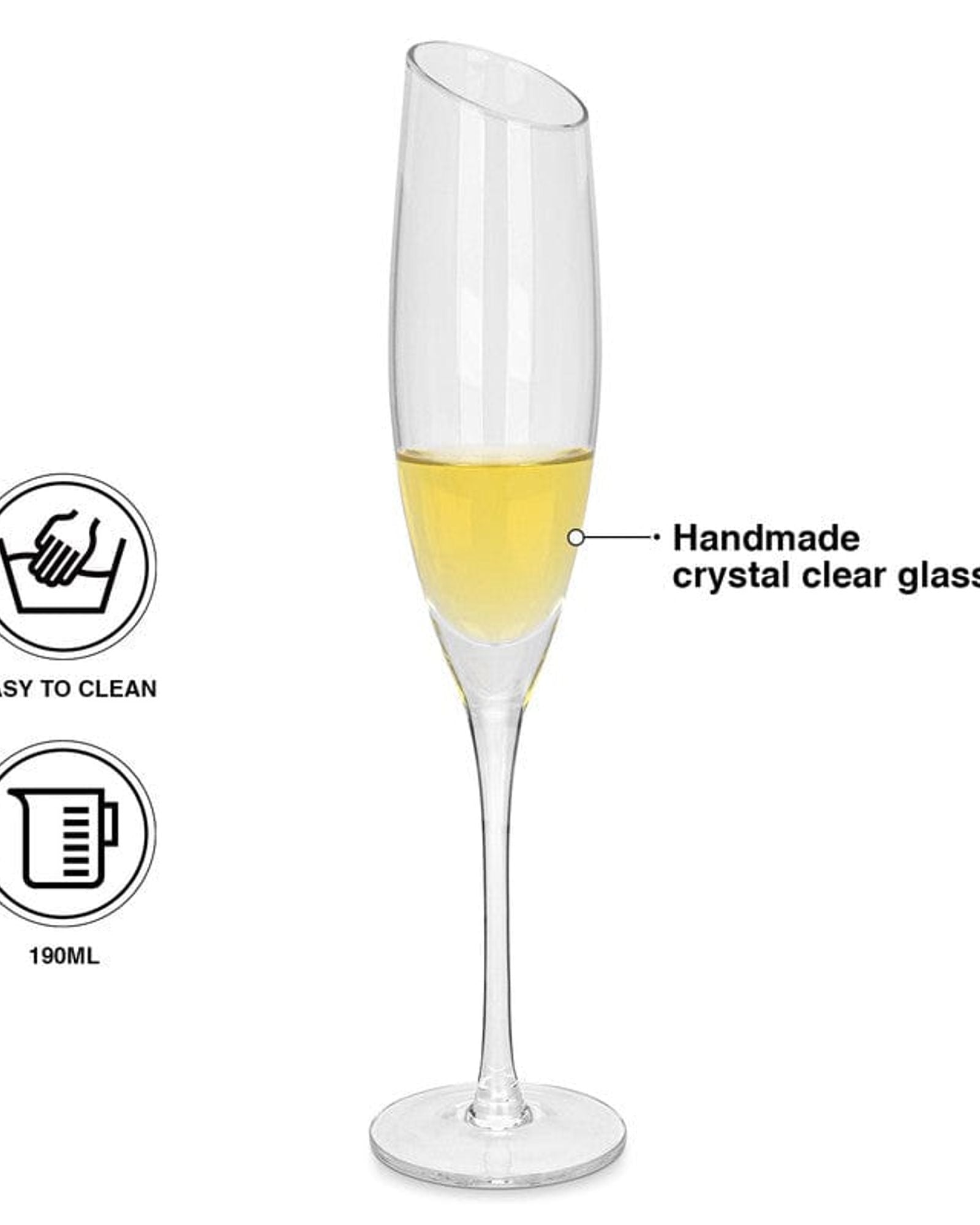 طقم أكواب شمبانيا من فيسمان، قطعتين، سعة 190 مل