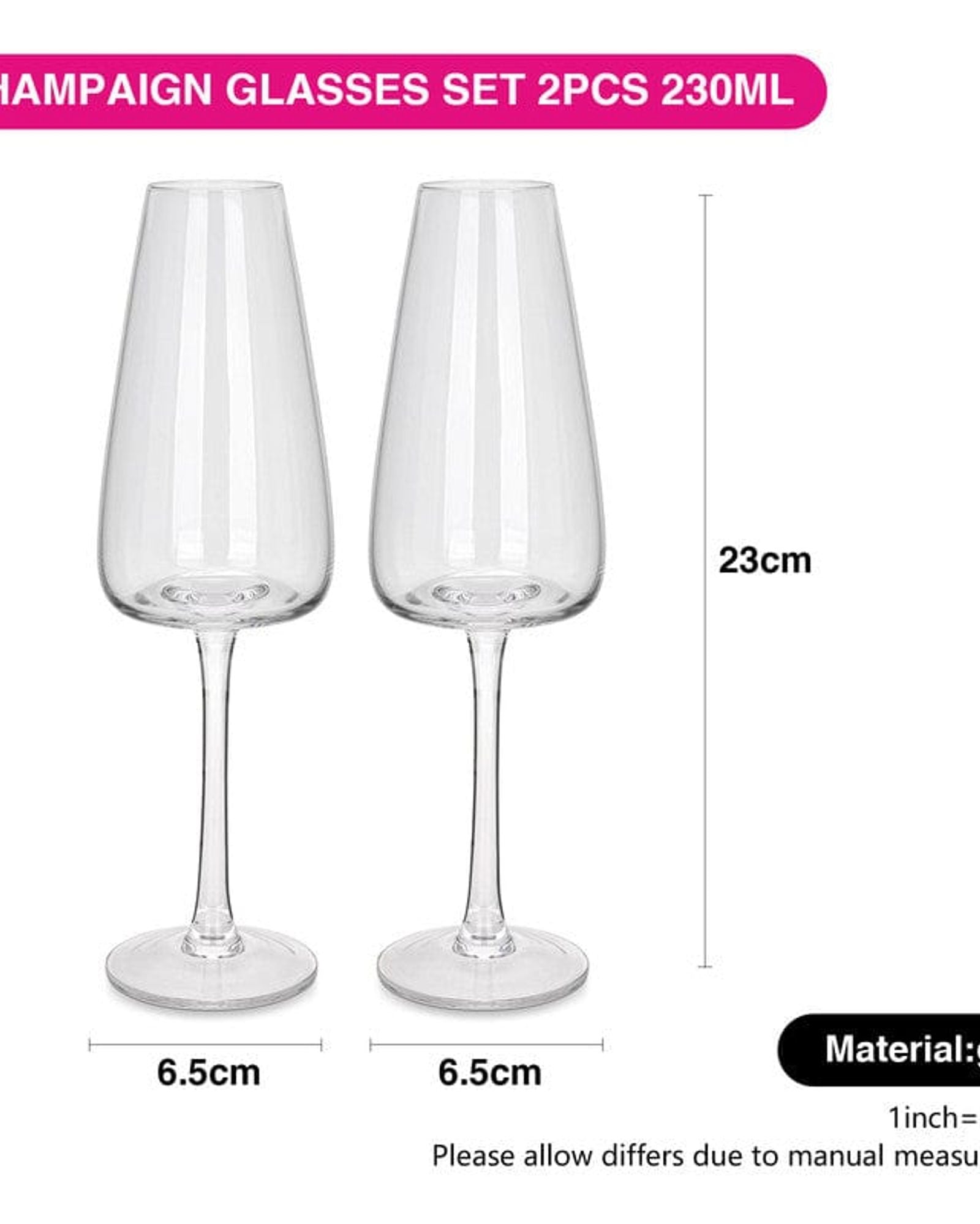 طقم كأس شمبانيا فيسمان، قطعتين، سعة 230 مل