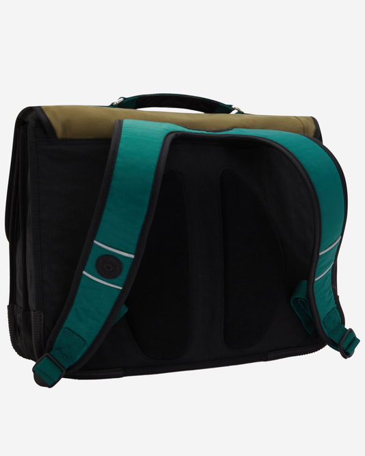 حقيبة مدرسية متوسطة من Kipling Preppy باللون الأسود الكاكي مع غطاء للمطر 12074-5FY