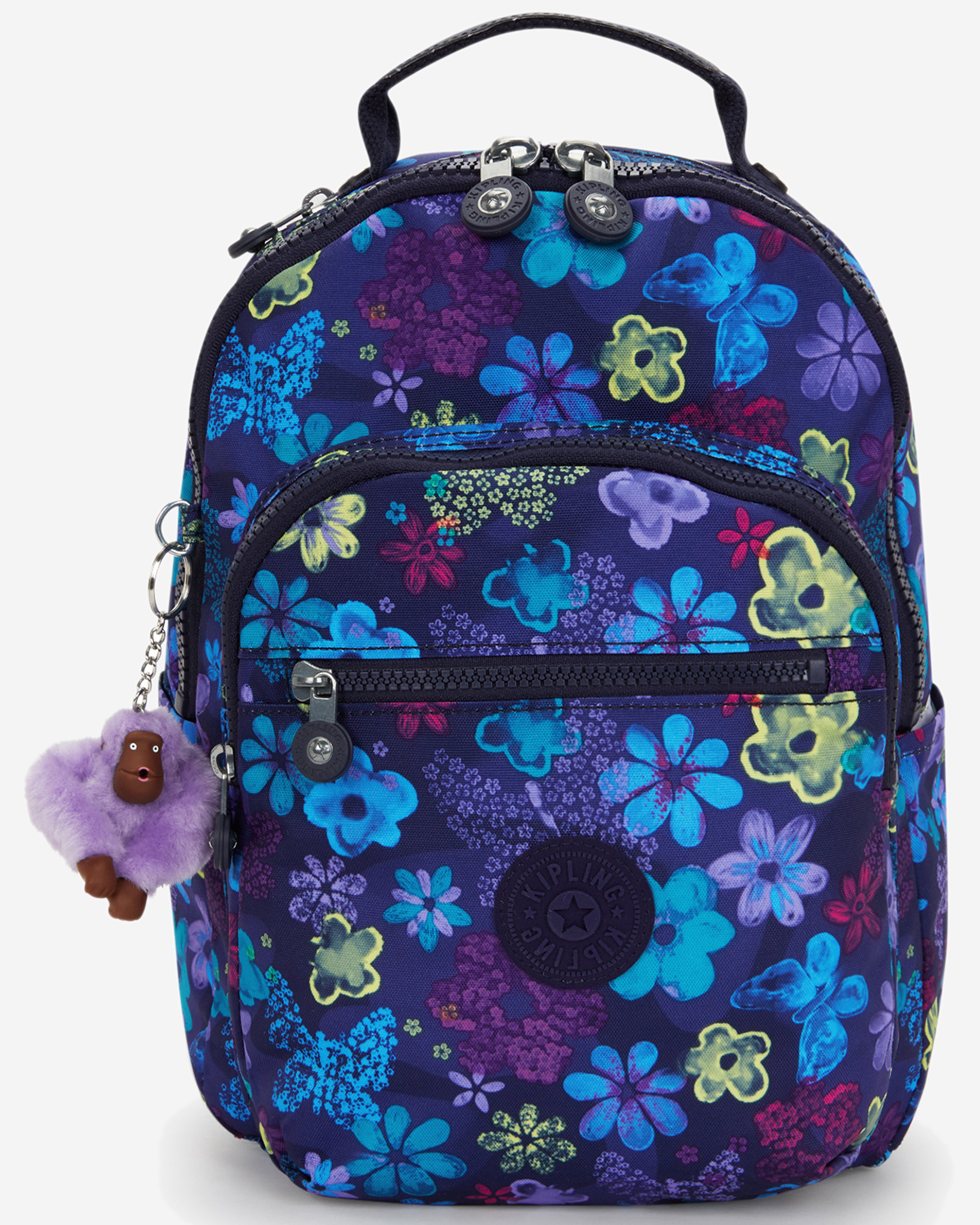 Kipling  Seoul S Dark Flwr Stamp Small Backpack (with Tablet Compartment) I5357-4FM