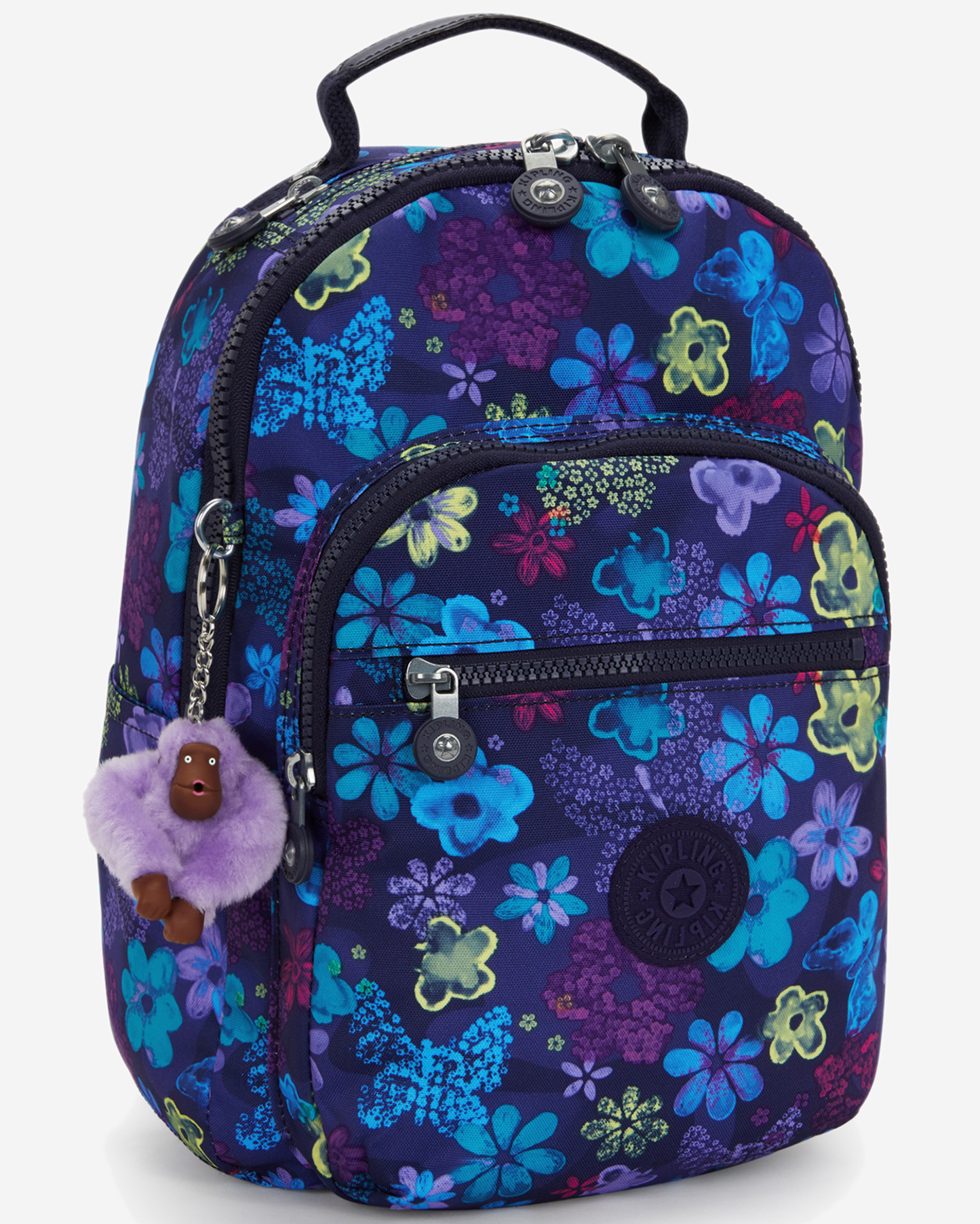 Kipling  Seoul S Dark Flwr Stamp Small Backpack (with Tablet Compartment) I5357-4FM