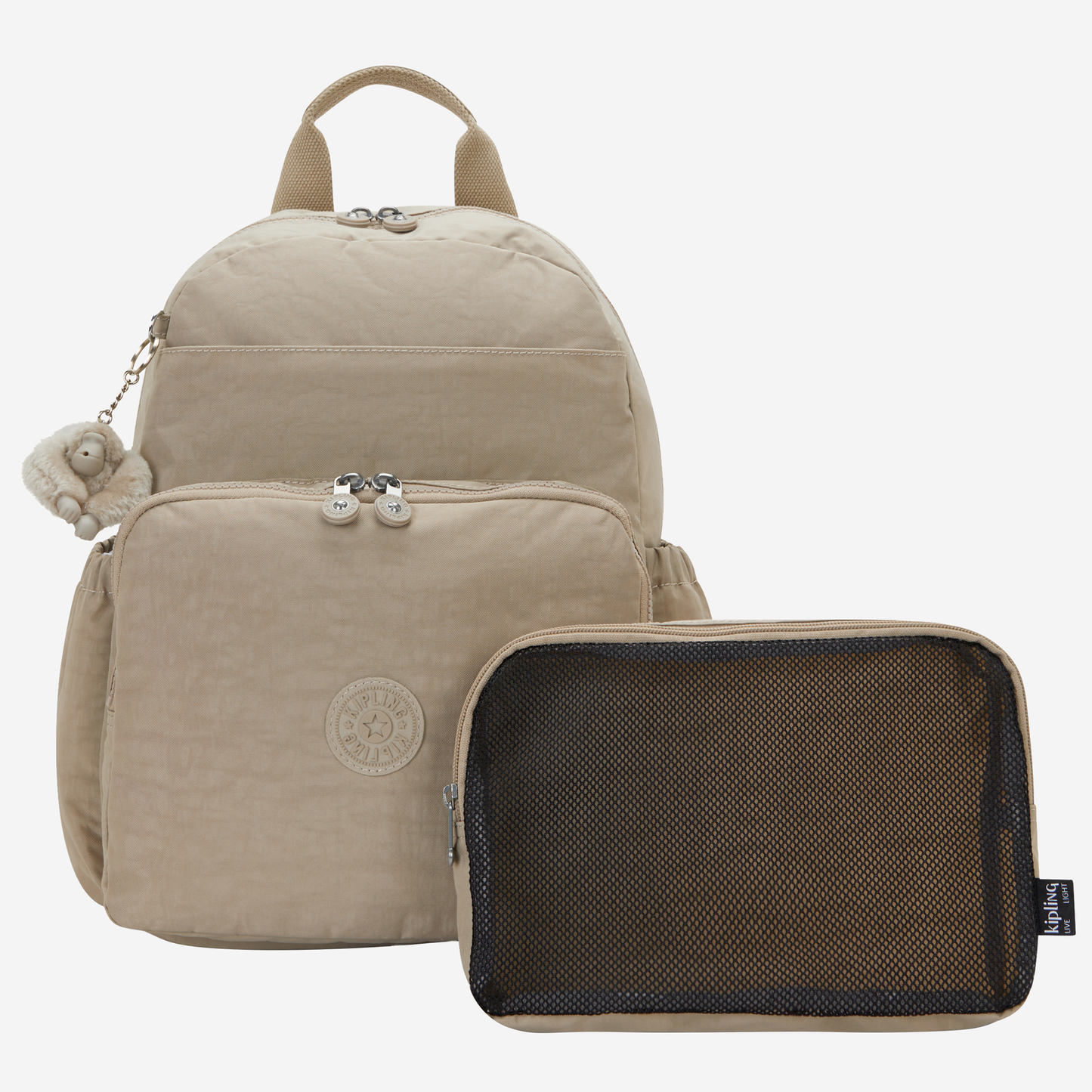 KIPLING Maisie Soft Taupe Medium baby backpack (with changing mat) I3339-4PW