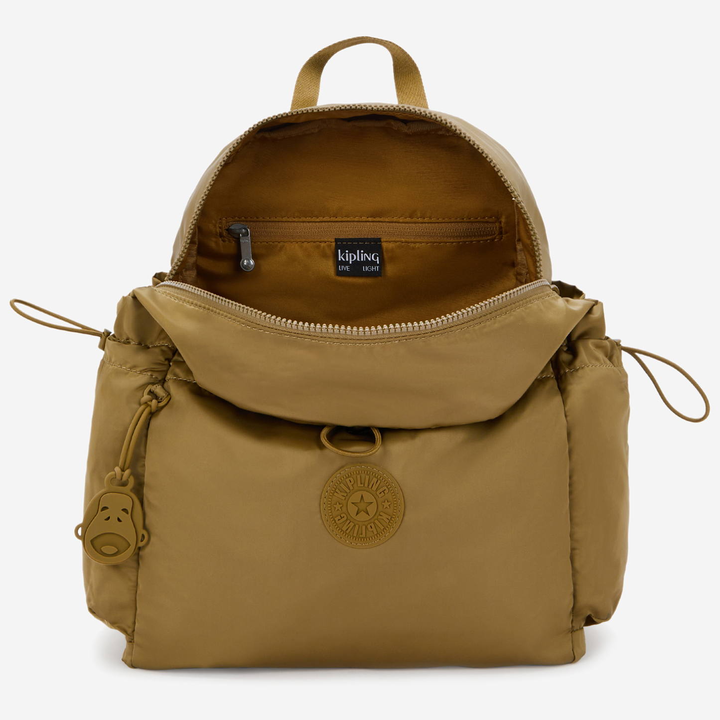 KIPLING Amita Goldish Brown Medium Backpack with Drawstring Pocket I8172-2TE