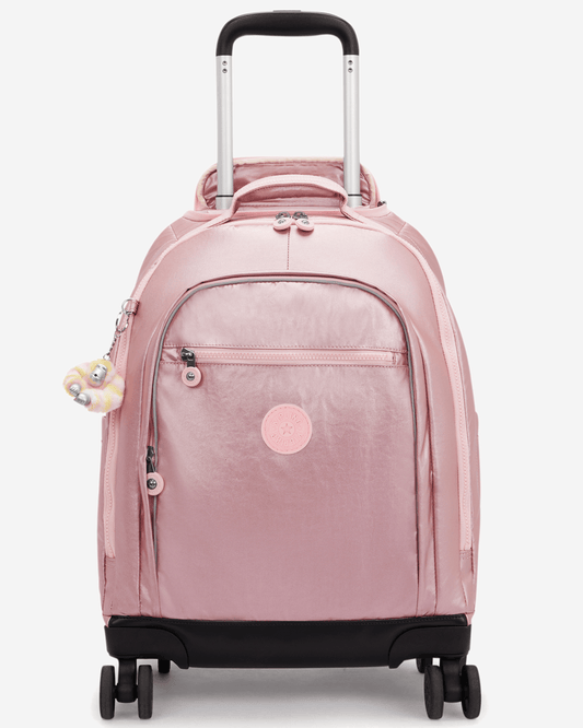 Kipling  New Zea Bronze Pink Met Large Wheeled Backpack with Laptop Compartment I7267-3MD