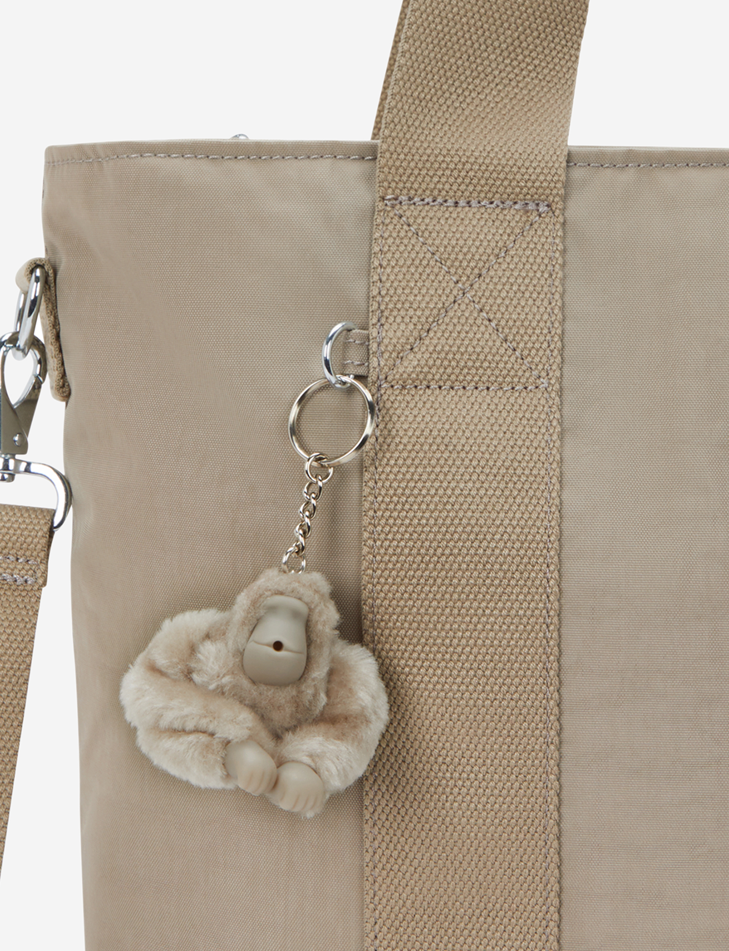 KIPLING حقيبة يد كبيرة ناعمة بلون رمادي ترابي فاتح (مع حزام كتف قابل للإزالة) I8258-4PW