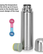 قارورة فيسمان مزدوجة الجدار مفرغة من الهواء، 750 مل، مصنوعة من الفولاذ المقاوم للصدأ