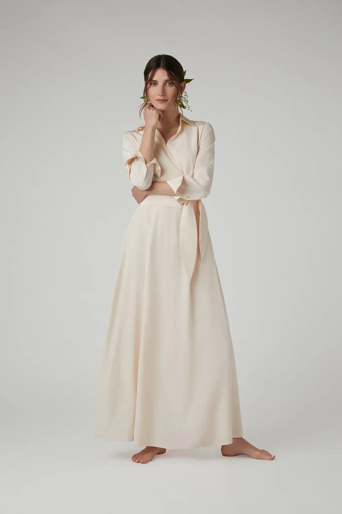 Hortensia Silk Wrap Dress with Slip in Blush