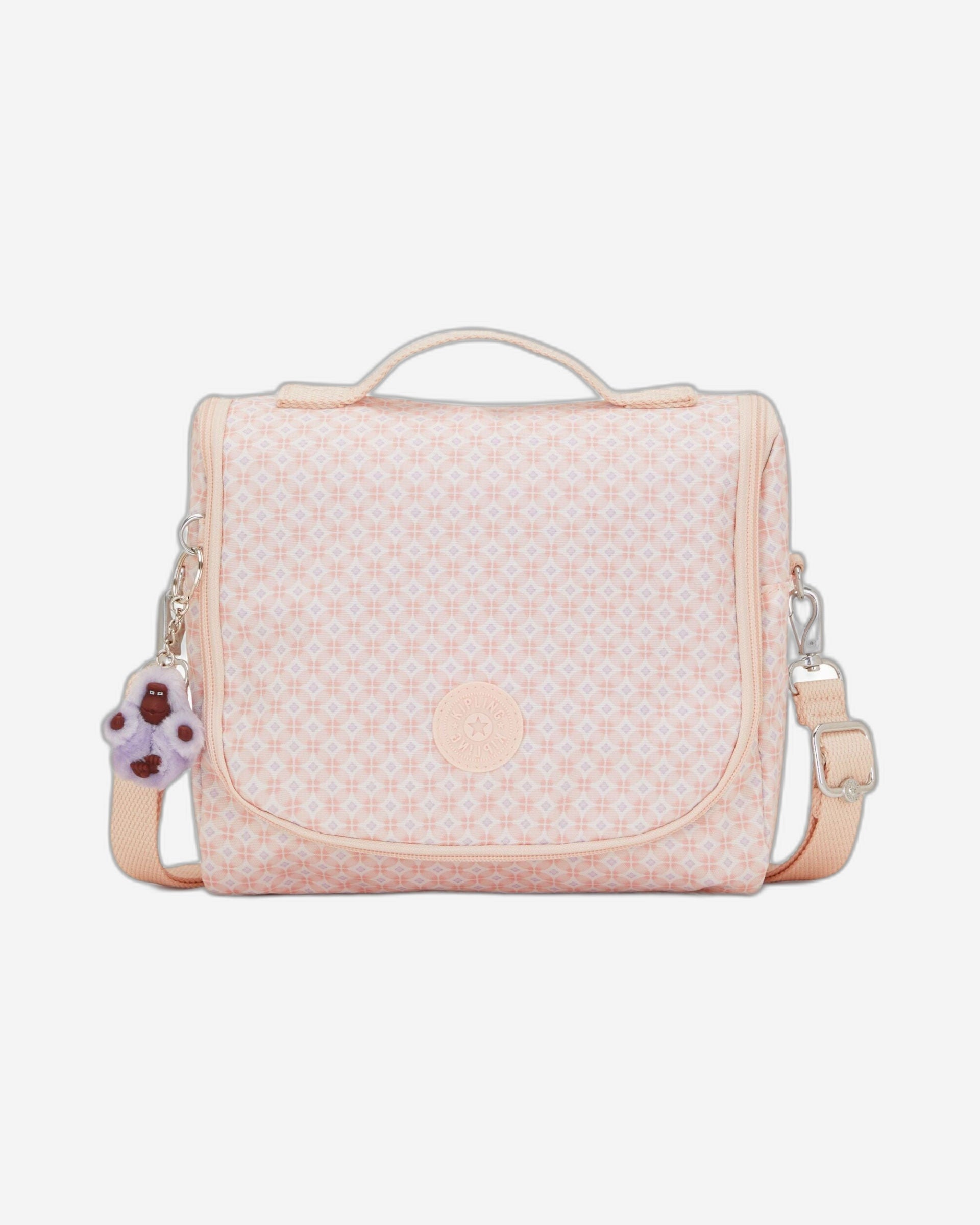 حقيبة غداء كبيرة بتصميم جديد من Kipling Kichirou Girly Tile Prt مع جراب عربة C2I5749-5EH