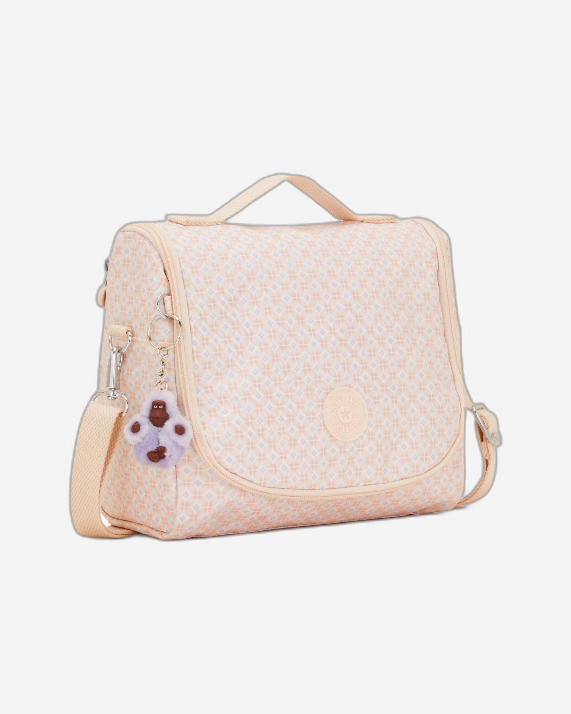 حقيبة غداء كبيرة بتصميم جديد من Kipling Kichirou Girly Tile Prt مع جراب عربة C2I5749-5EH