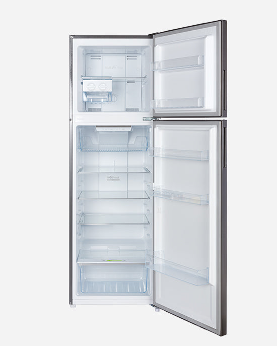 ثلاجة هوفر 326 لترًا بدون تجميد، ضاغط عاكس مزدوج، باب قابل للعكس، أرفف زجاجية، ضمان لمدة عام من الشركة المصنعة و10 سنوات على ضاغط العاكس 50/60 هرتز، لمسة نهائية من الفولاذ المقاوم للصدأ - HTR-M326-S